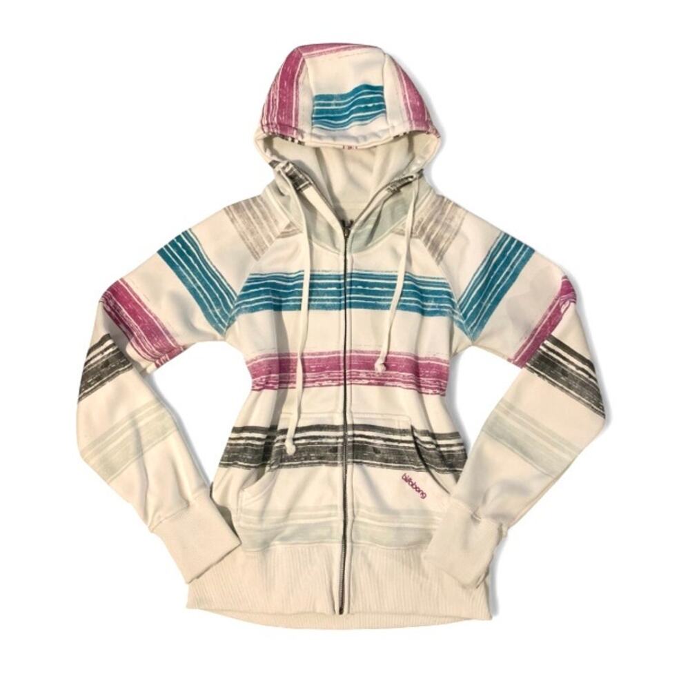 Billabong Y2K Distressed Stripe Full Zip Hoodie โ Medium
